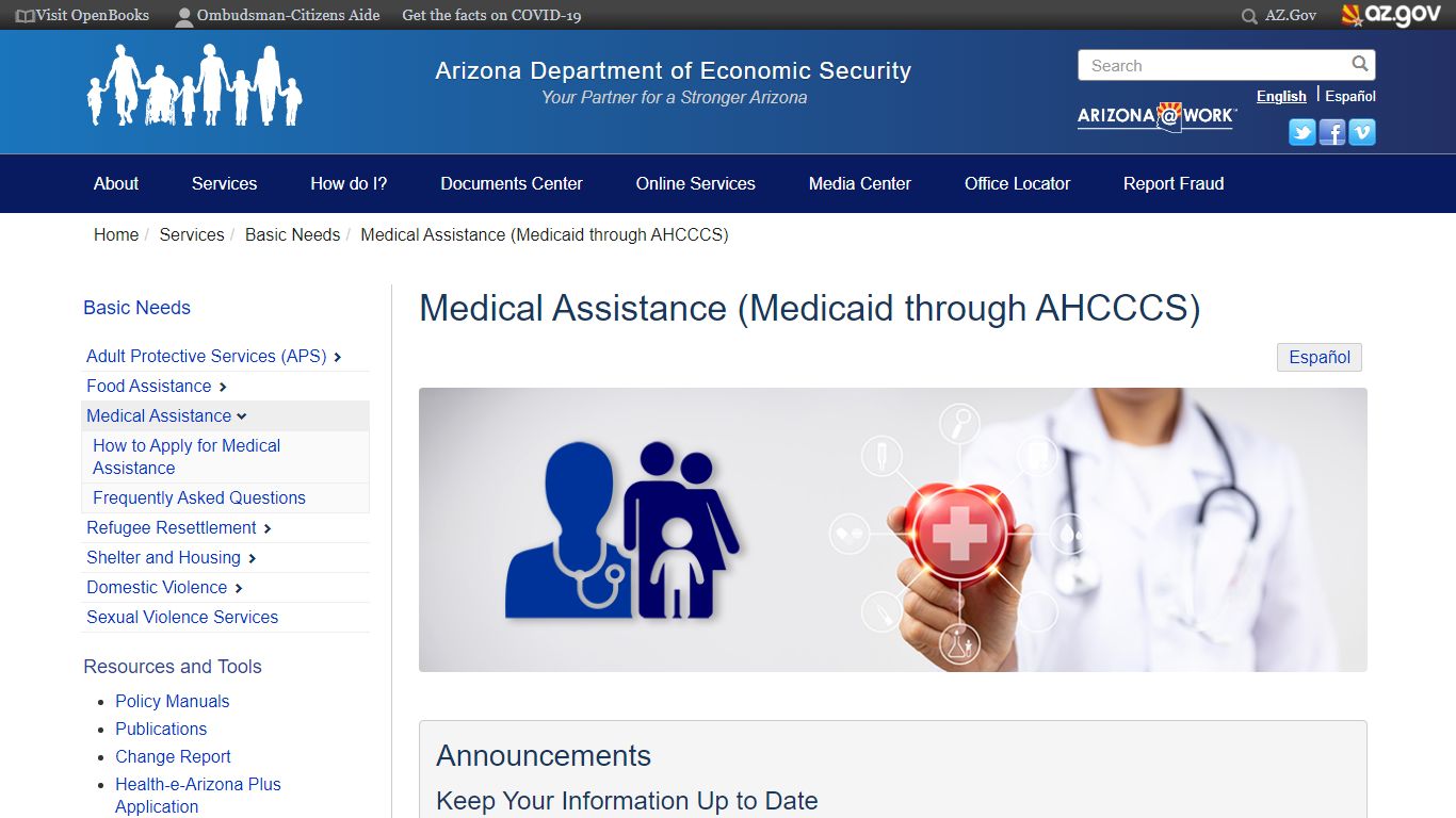 Applying for Medical Assistance (AHCCCS Health Insurance) | Arizona ...